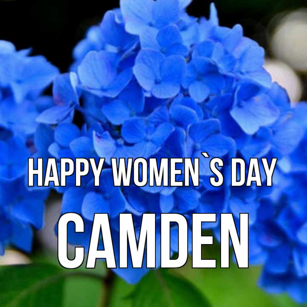 Greetings card с именем, Camden happy women`s day синие цветы Greetings with text for free download 